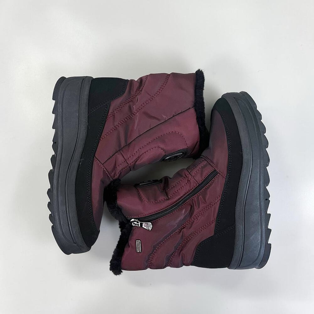 Pajar Canada Tanita Side Zip Wedge Ankle Winter Snow Boots Burgundy Size 8-8.5